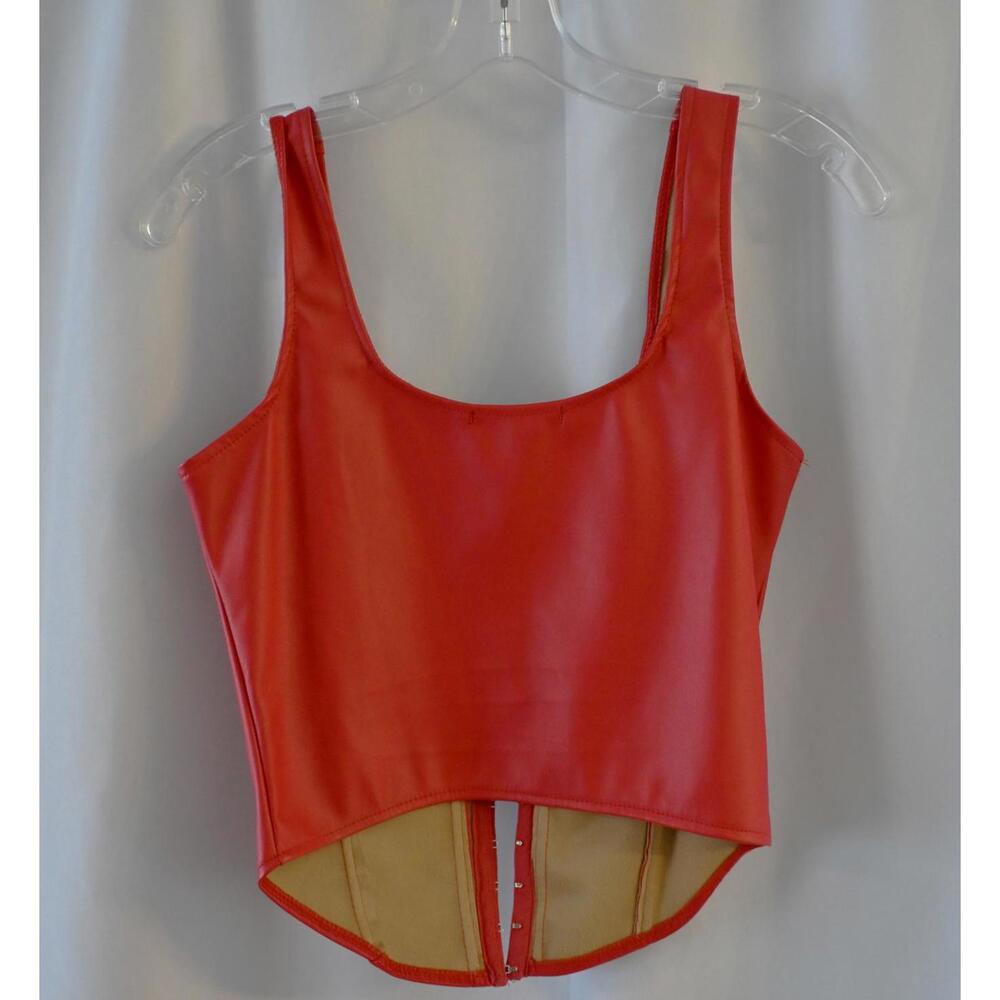 Forever 21 Red Faux Leather Zip Front Tank Top - Medium - Picture 4 of 5